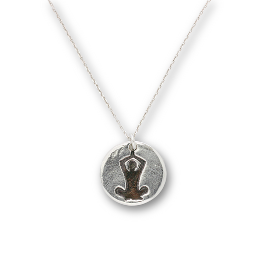 Meditation yoga pose coin charm necklace