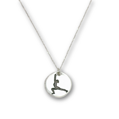 Warrior yoga pose coin charm necklace