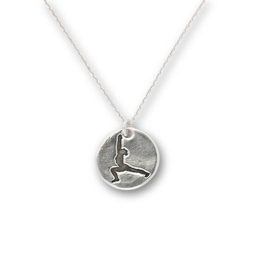 Warrior yoga pose coin charm necklace